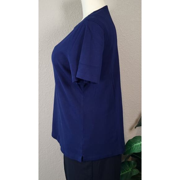 Kim Rogers Navy Blue Plus Size Cotton T-Shirt Top 1X - Picture 5 of 11